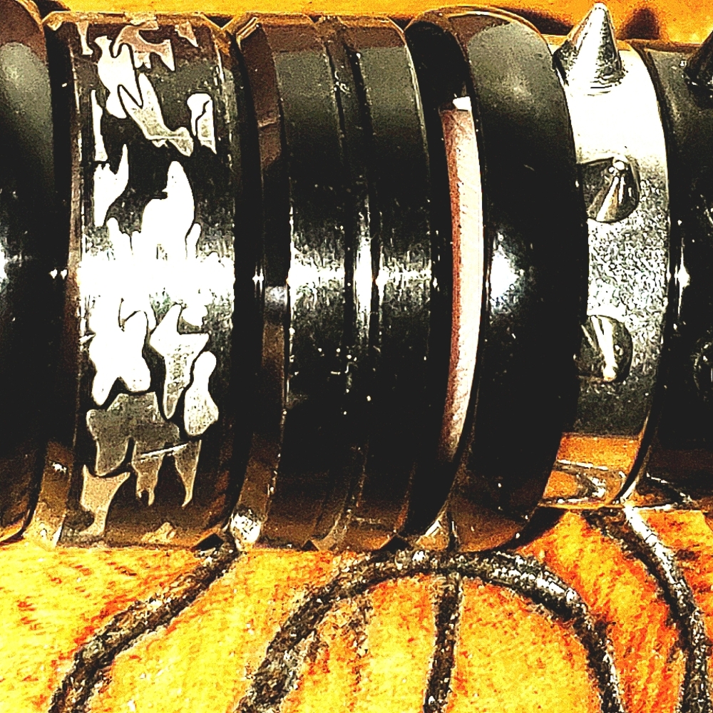 ASSORTED RINGS and Styles sizes and widths men and women.SS, TITANIUM, TUNGSTEN